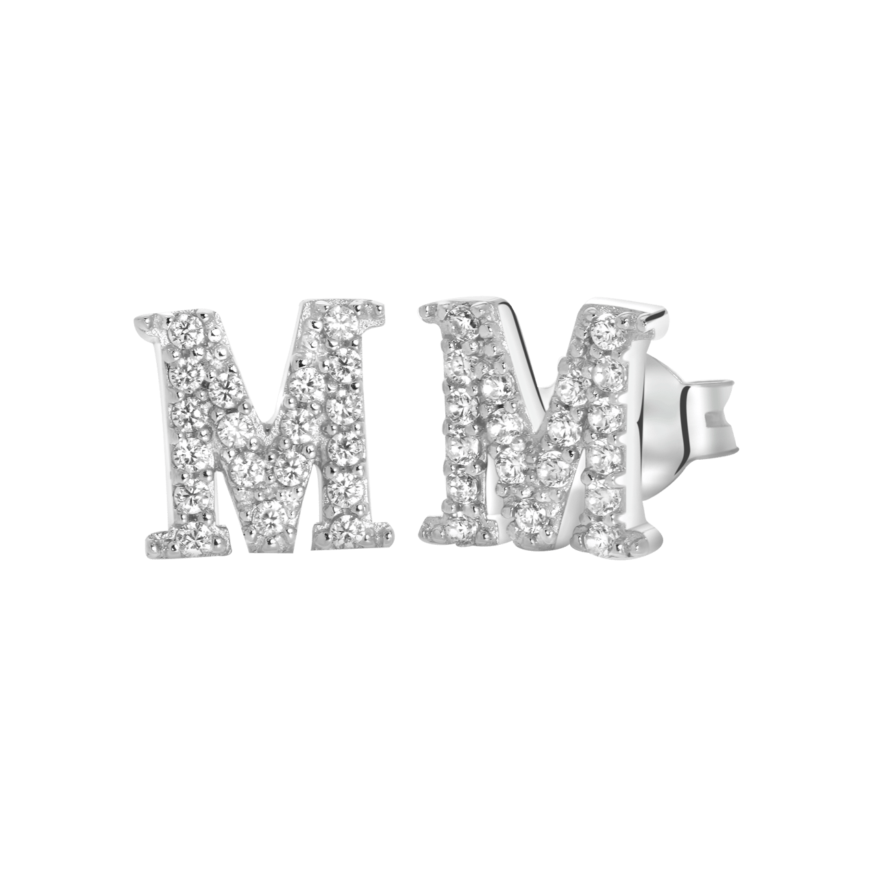 Ohrringe, 925 Silber, Buchstabe mit Zirkonia