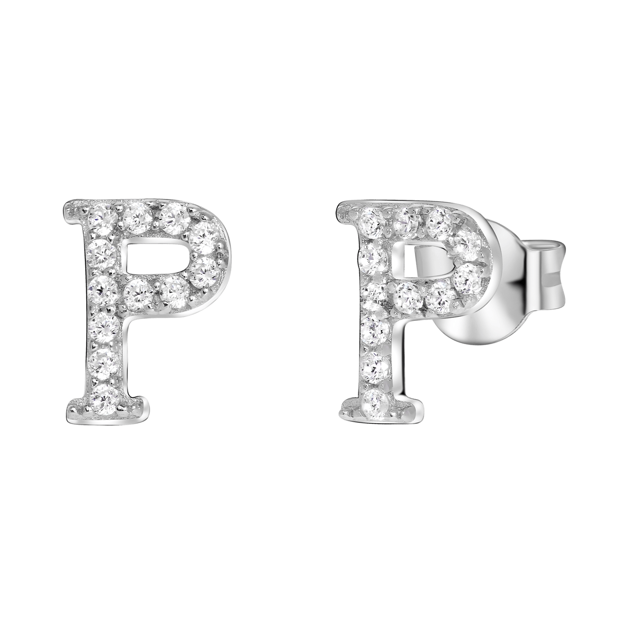 Ohrringe, 925 Silber, Buchstabe mit Zirkonia