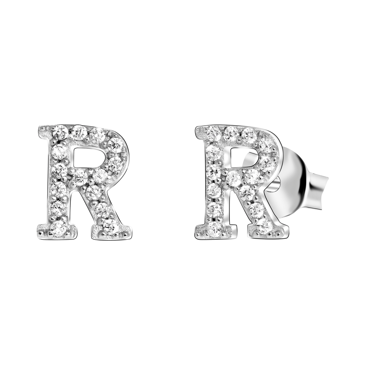 Ohrringe, 925 Silber, Buchstabe mit Zirkonia