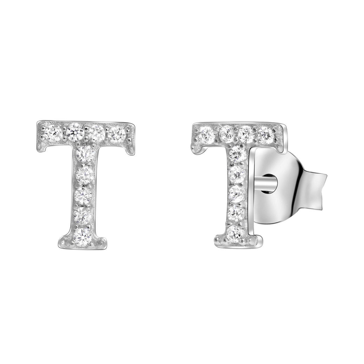 Ohrringe, 925 Silber, Buchstabe mit Zirkonia
