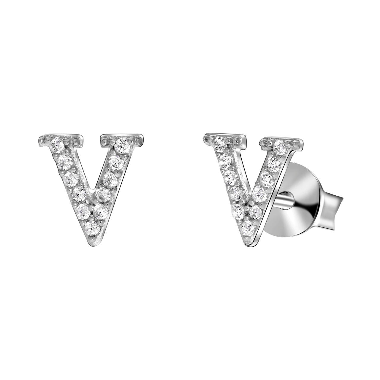 Ohrringe, 925 Silber, Buchstabe mit Zirkonia