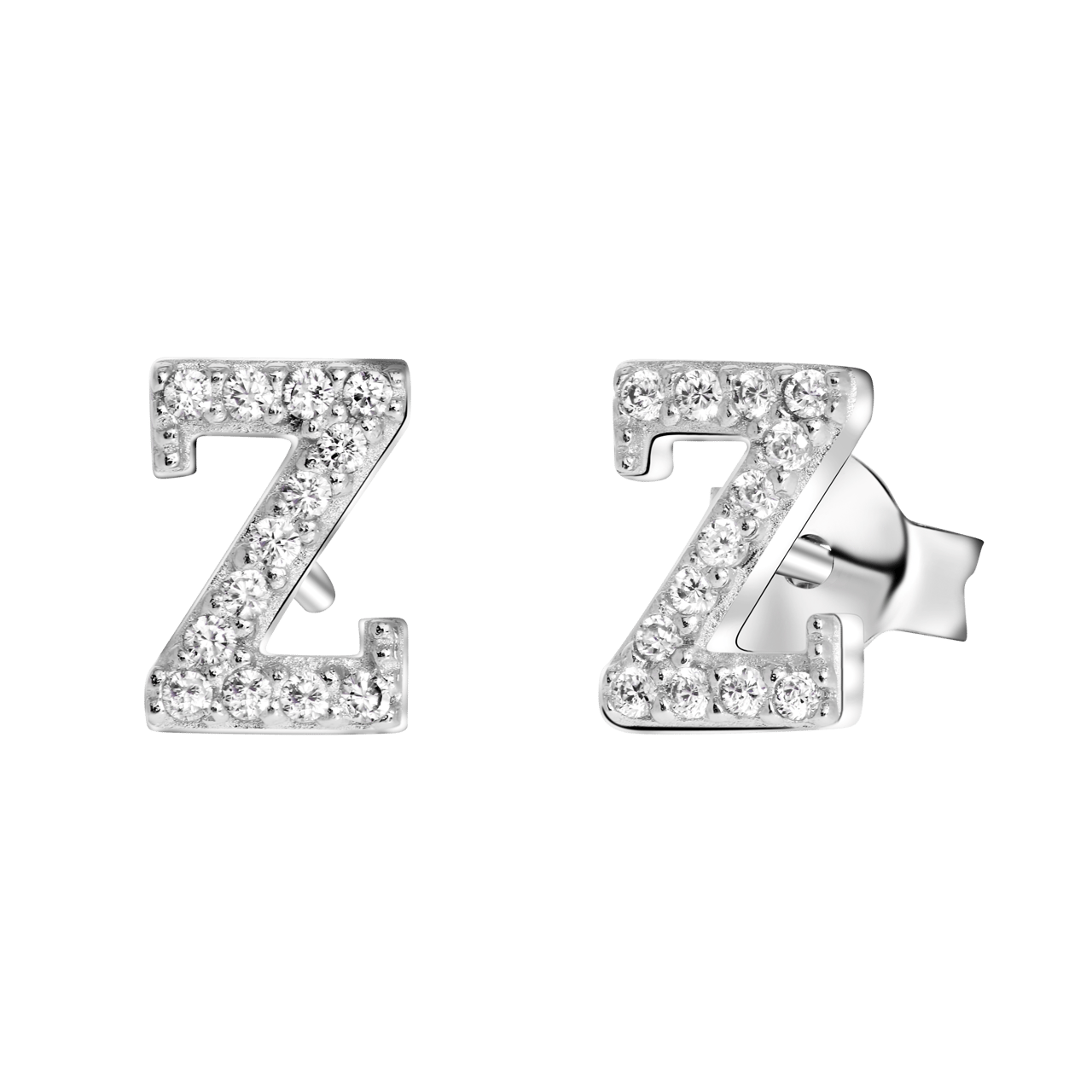 Ohrringe, 925 Silber, Buchstabe mit Zirkonia