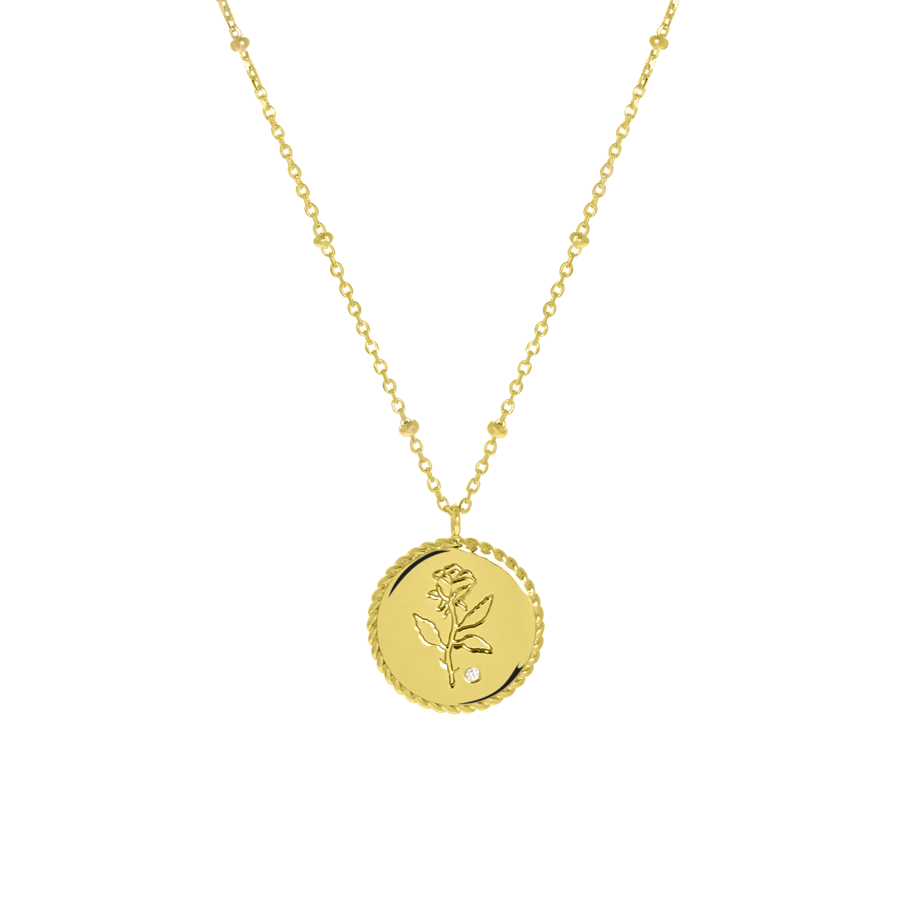 Zilveren goldplated ketting met hanger bloem voor dames
