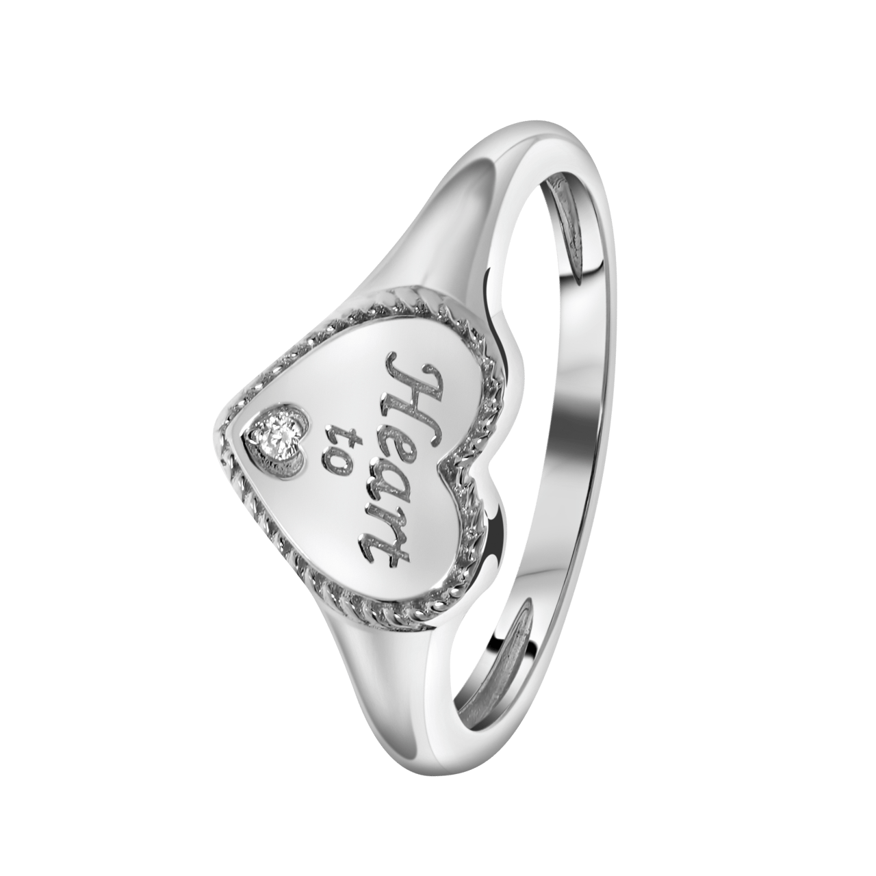 Siegelring aus 925 Silber, Herz mit Zirkonia