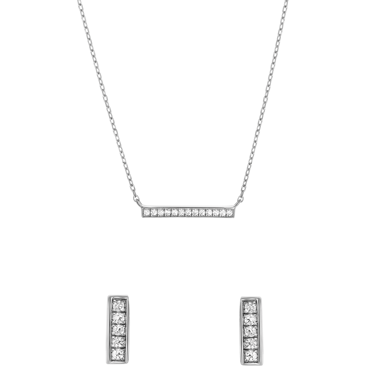 Zilveren set bar met zirkonia