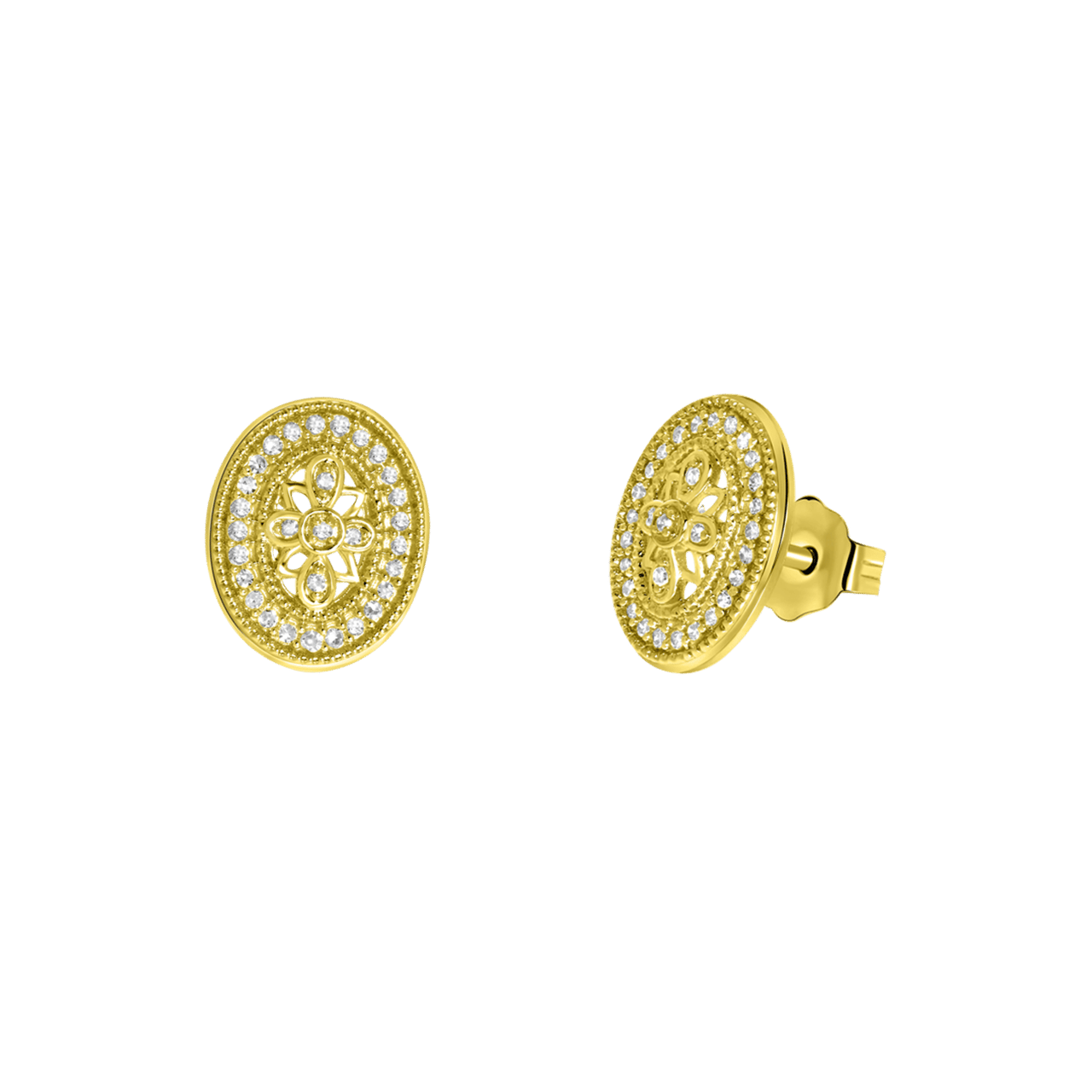 Ohrringe, 585 Gelbgold, oval, Diamant 0,1 kt
