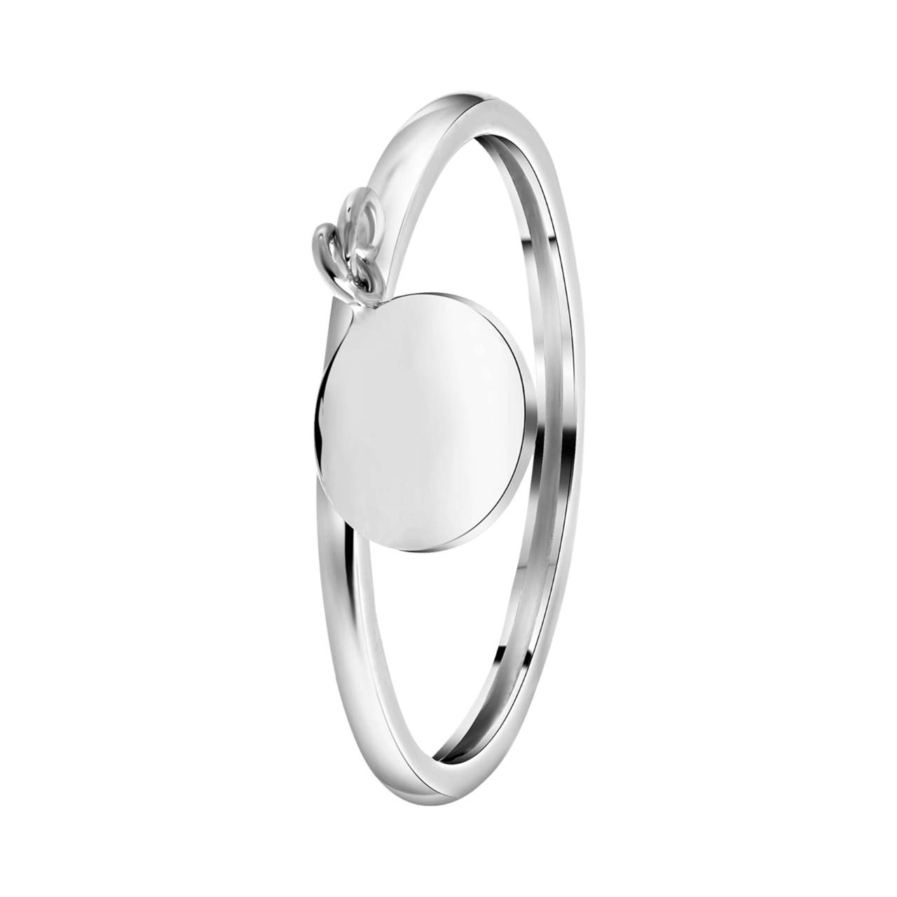 Zilveren ring met bedel disc