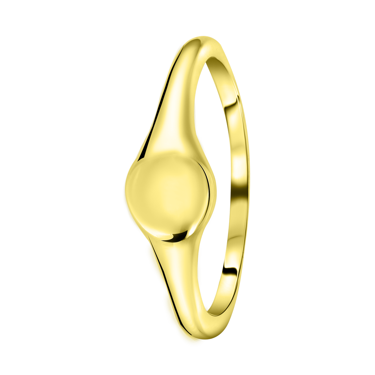 Zilveren zegelring goldplated rond