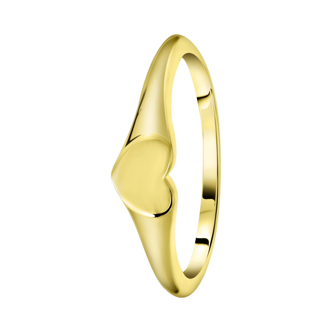 Zilveren goldplated zegelring hart voor dames