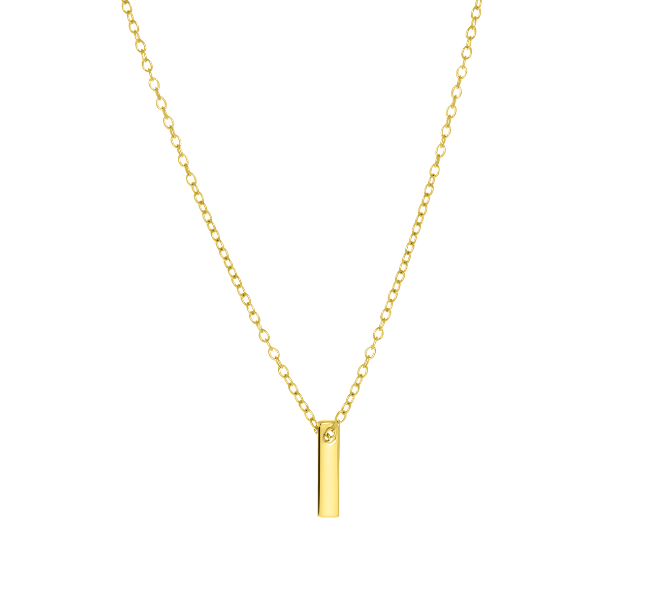 Zilveren goldplated ketting met hanger mini bar voor dames