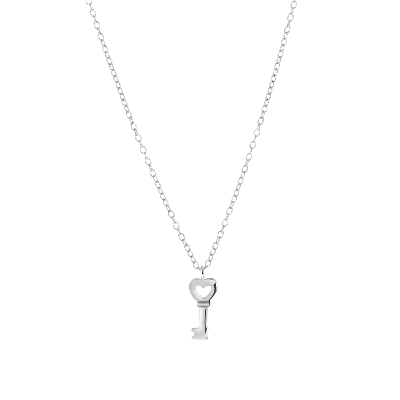 Zilveren ketting&hanger sleutel/hart
