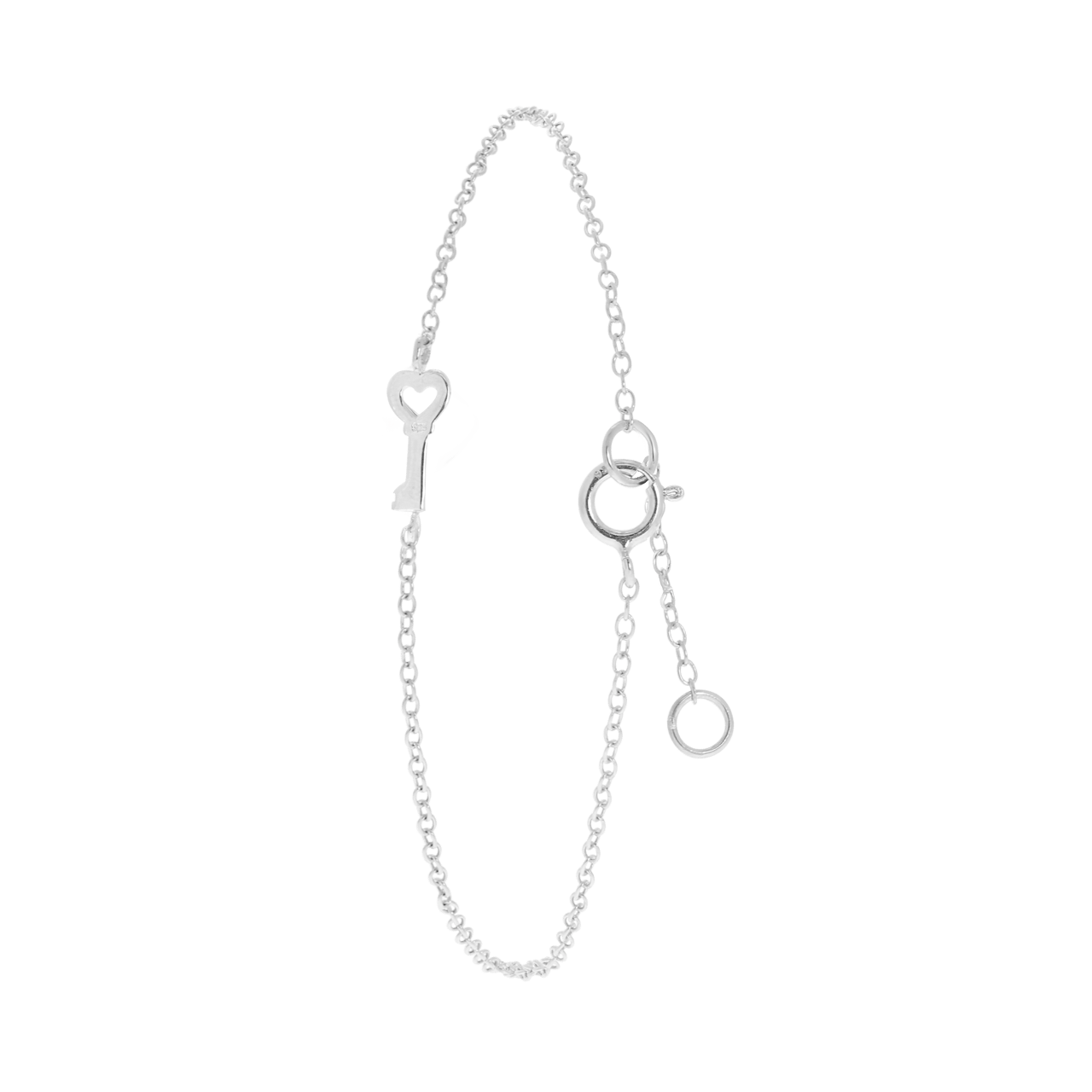 Zilveren armband sleutel/hart