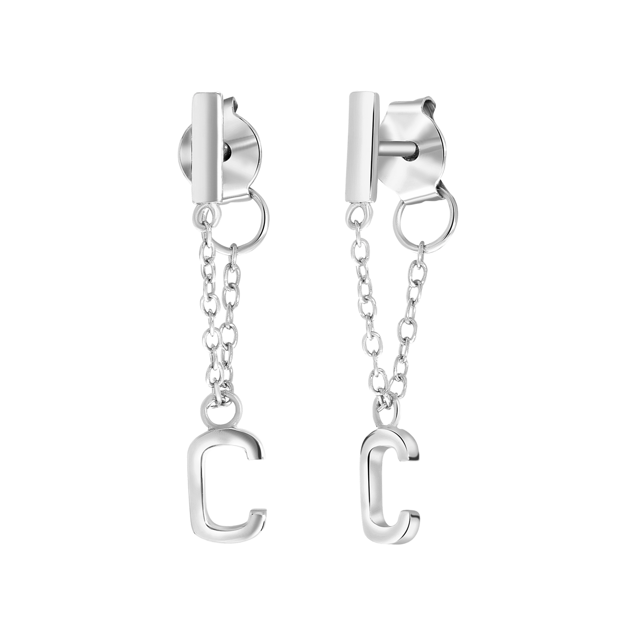 Silberohrringe mit Steg, Alphabet