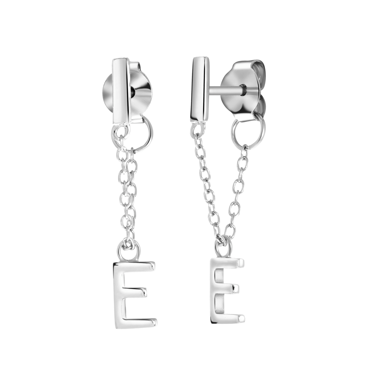 Silberohrringe mit Steg, Alphabet