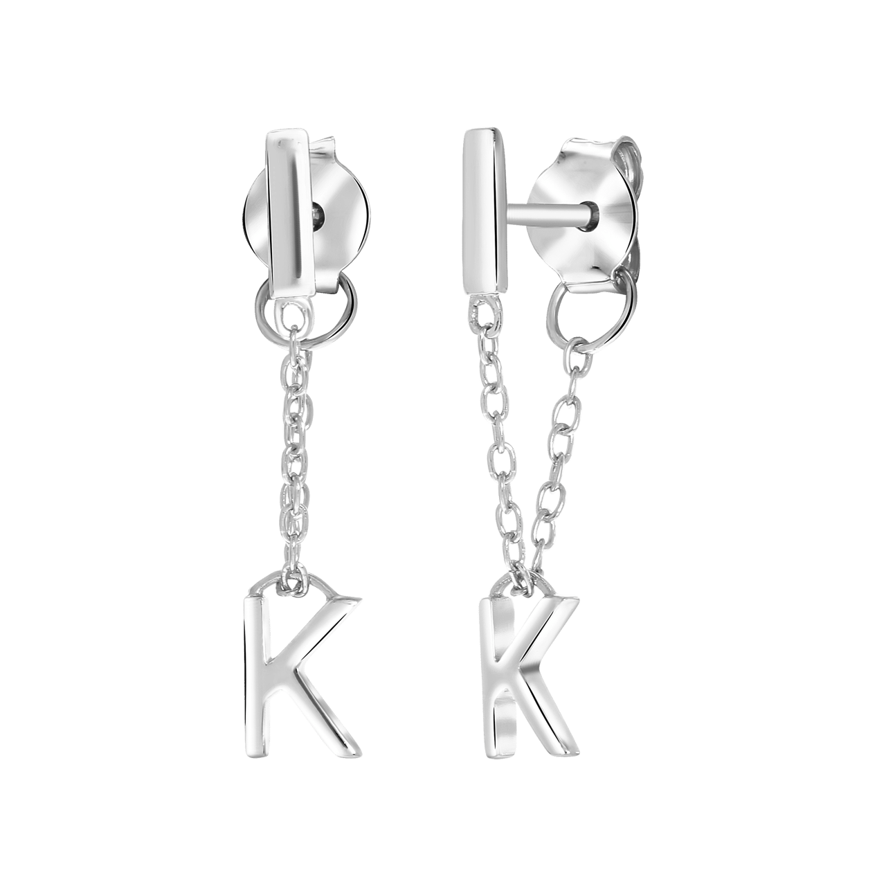 Silberohrringe mit Steg, Alphabet