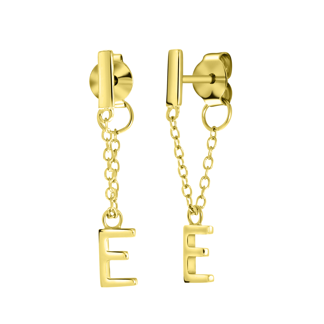 Zilveren oorbellen gold bar met alfabet