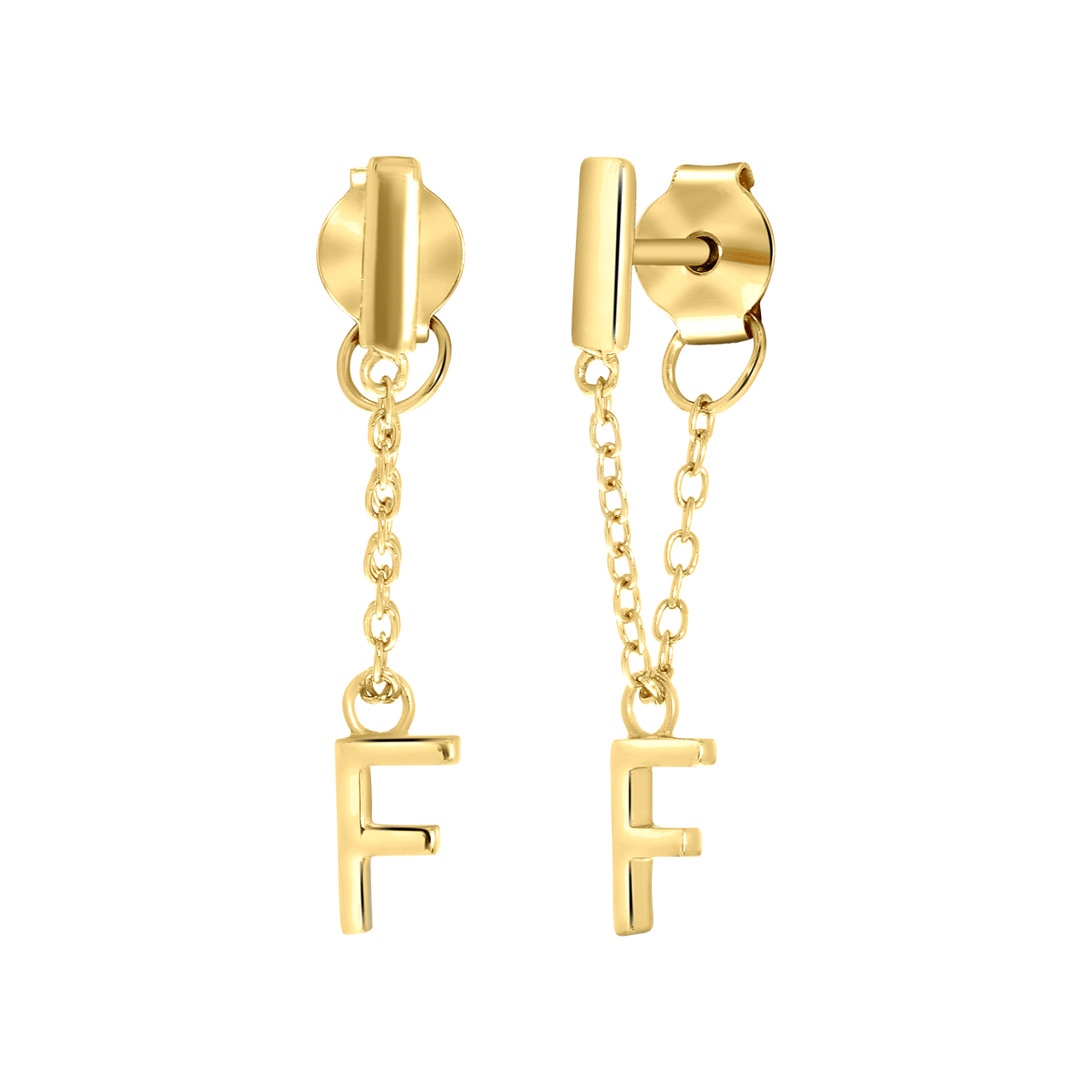 Zilveren oorbellen gold bar met alfabet