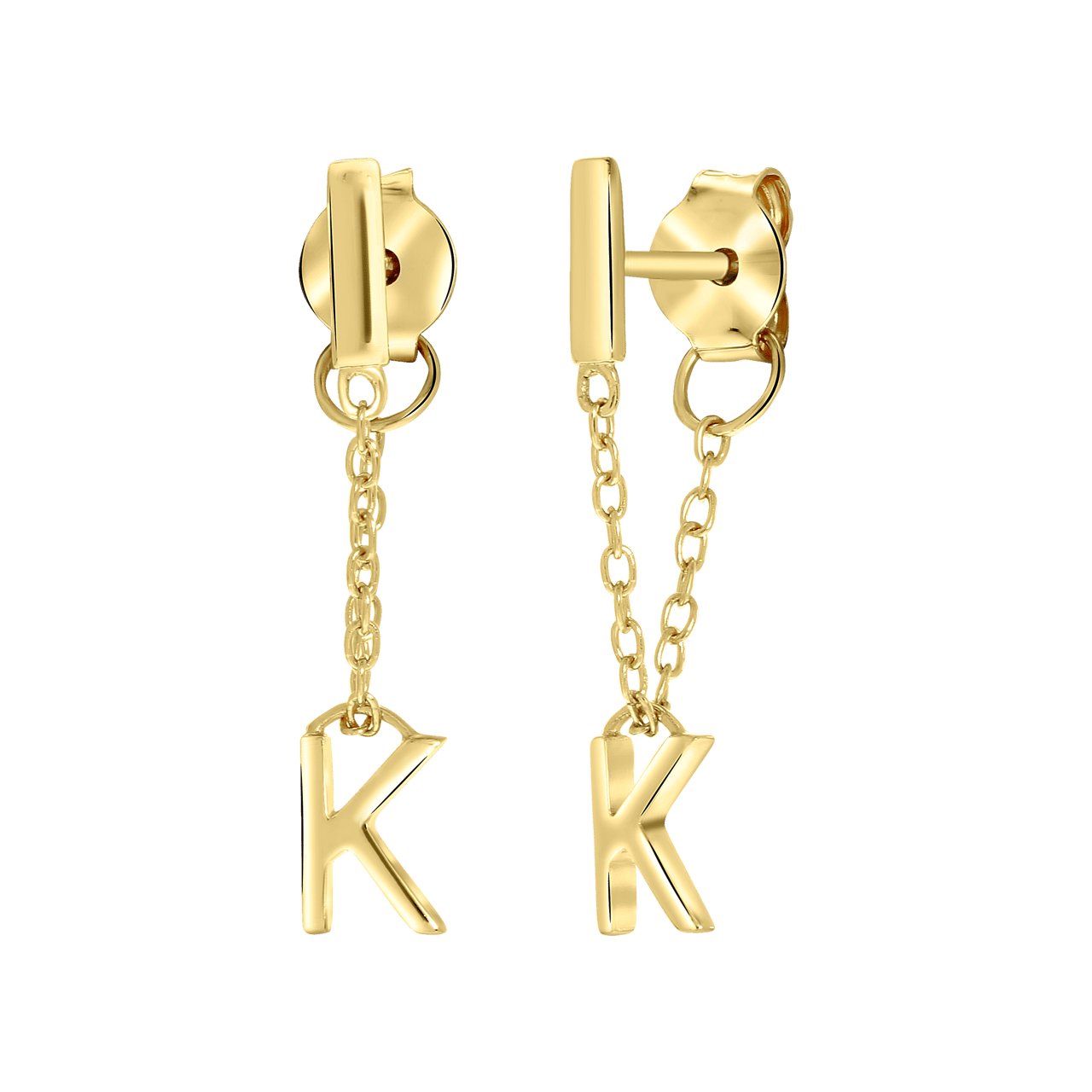 Zilveren goldplated oorknoppen met letter voor dames