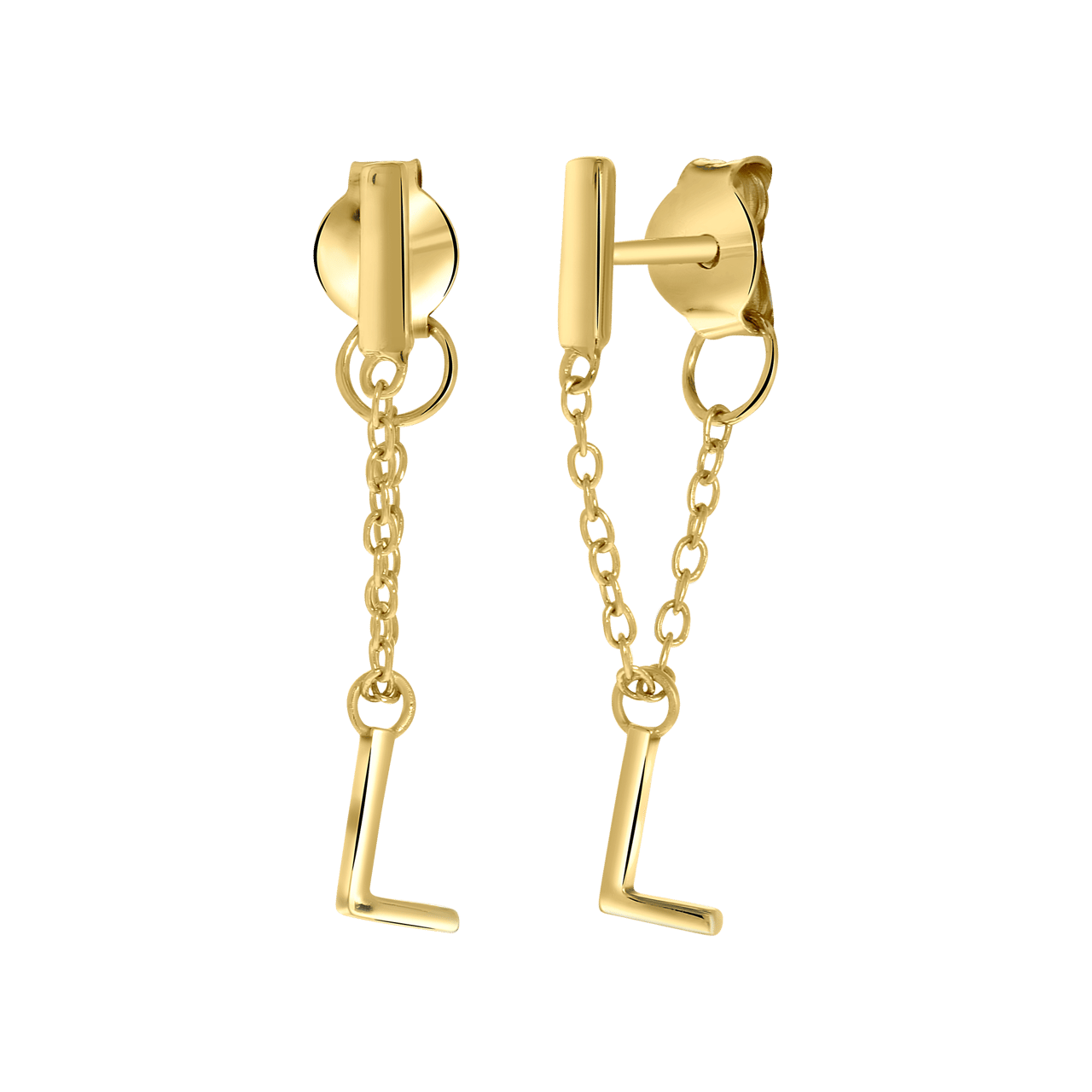 Zilveren oorbellen gold bar met alfabet
