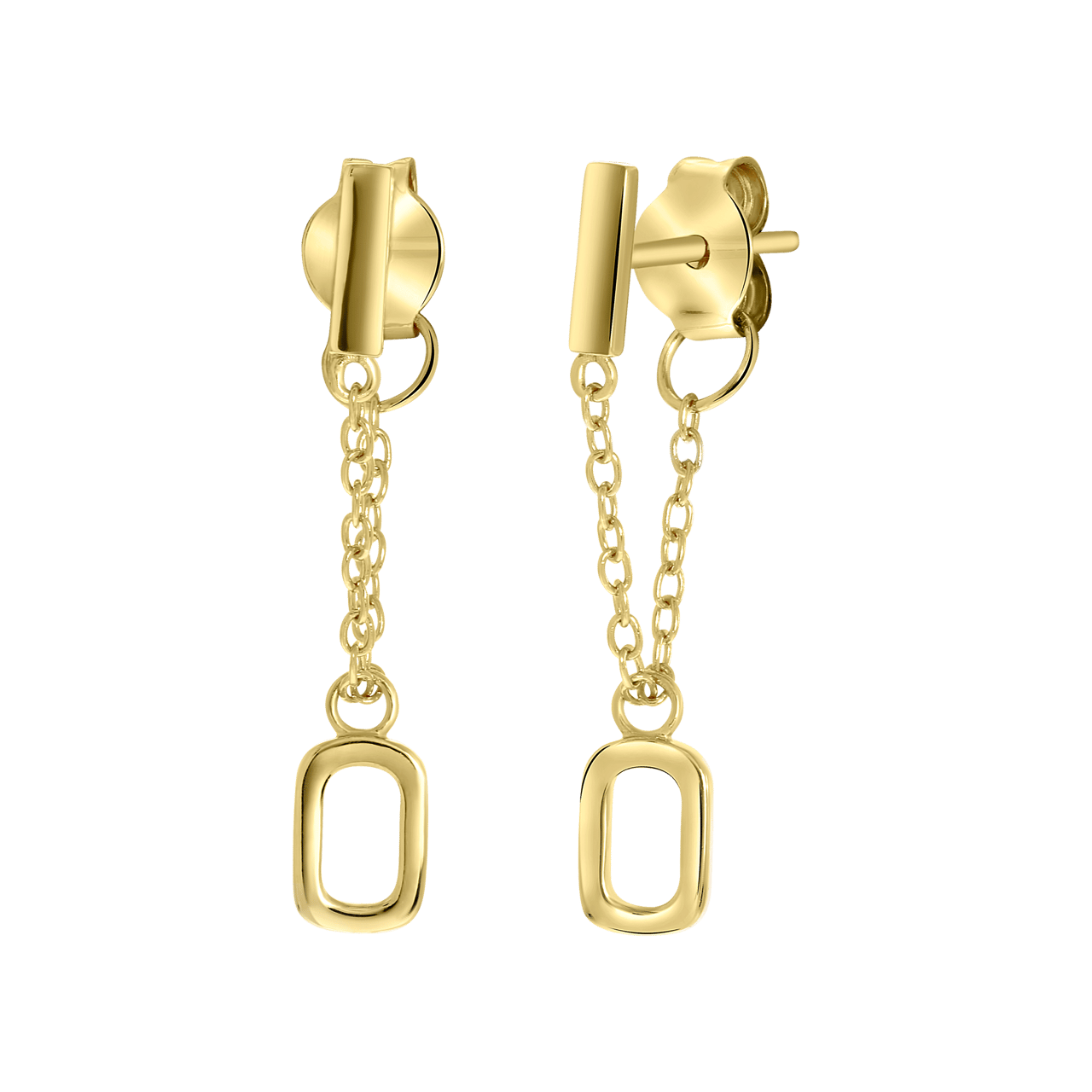 Zilveren oorbellen gold bar met alfabet