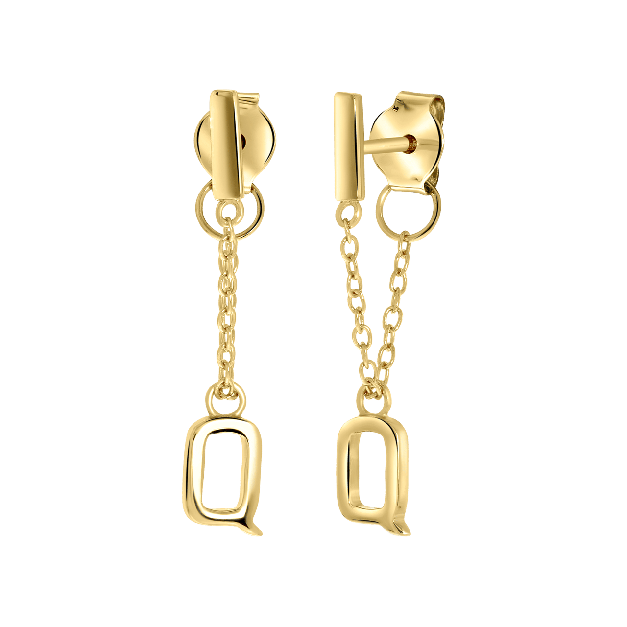 Zilveren oorbellen gold bar met alfabet