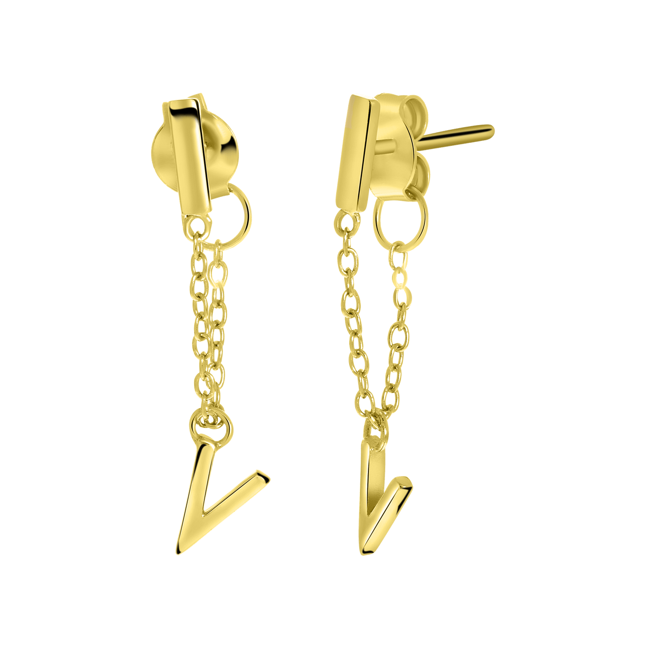 Zilveren oorbellen gold bar met alfabet