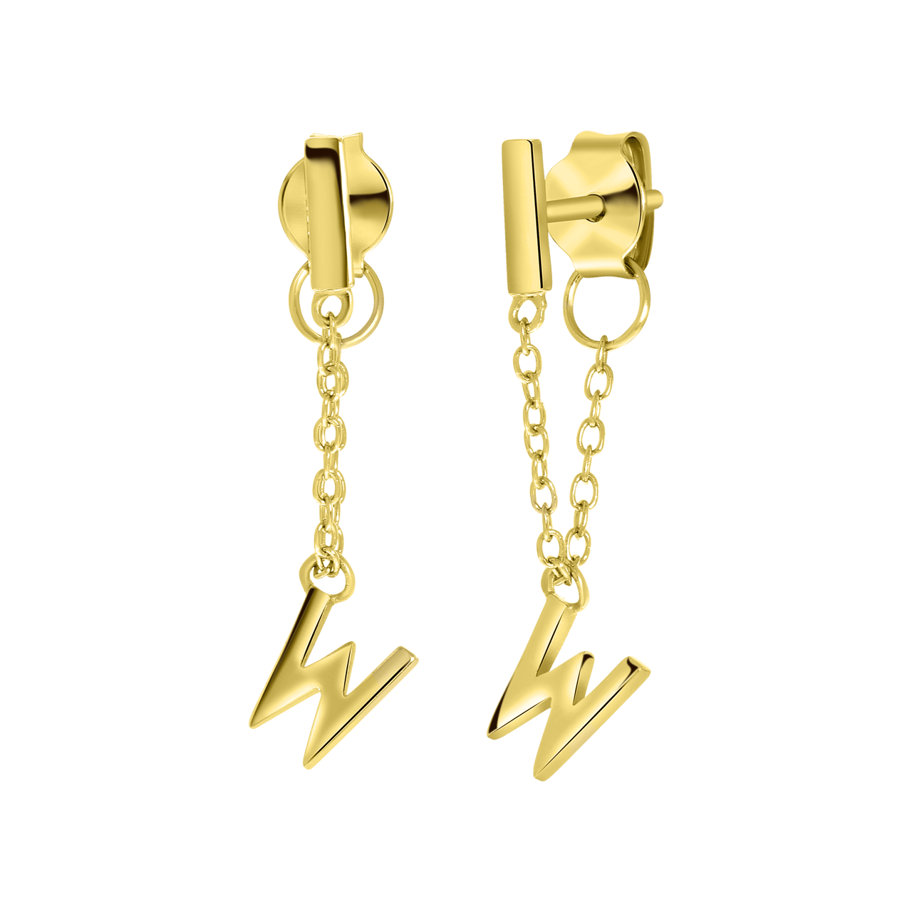 Zilveren oorbellen gold bar met alfabet