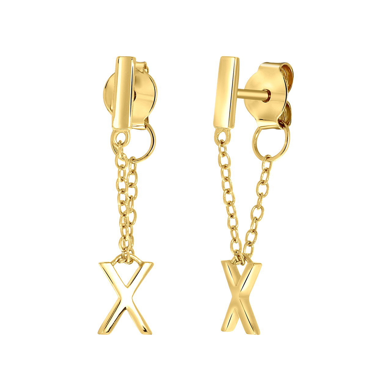 Zilveren oorbellen gold bar met alfabet