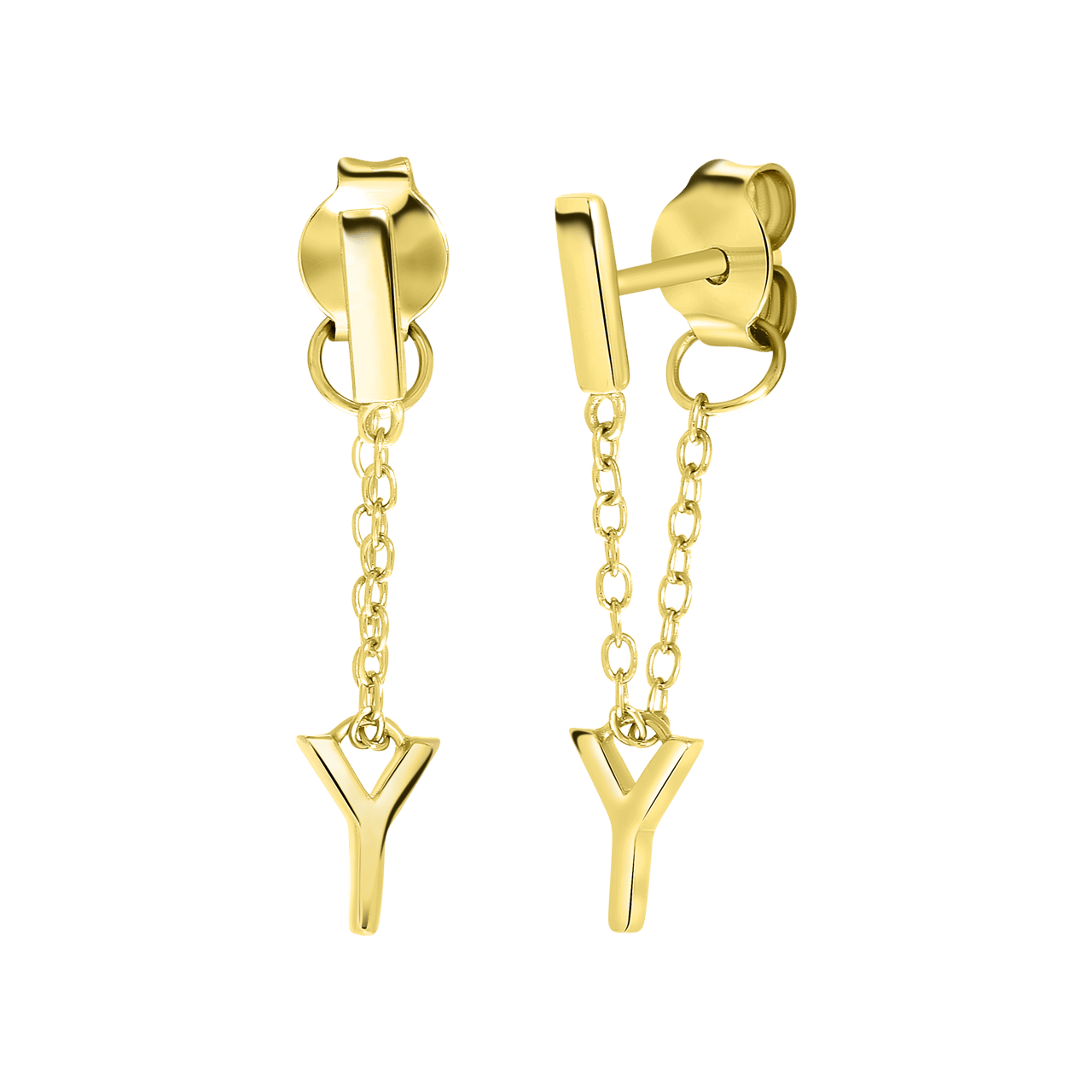 Zilveren oorbellen gold bar met alfabet