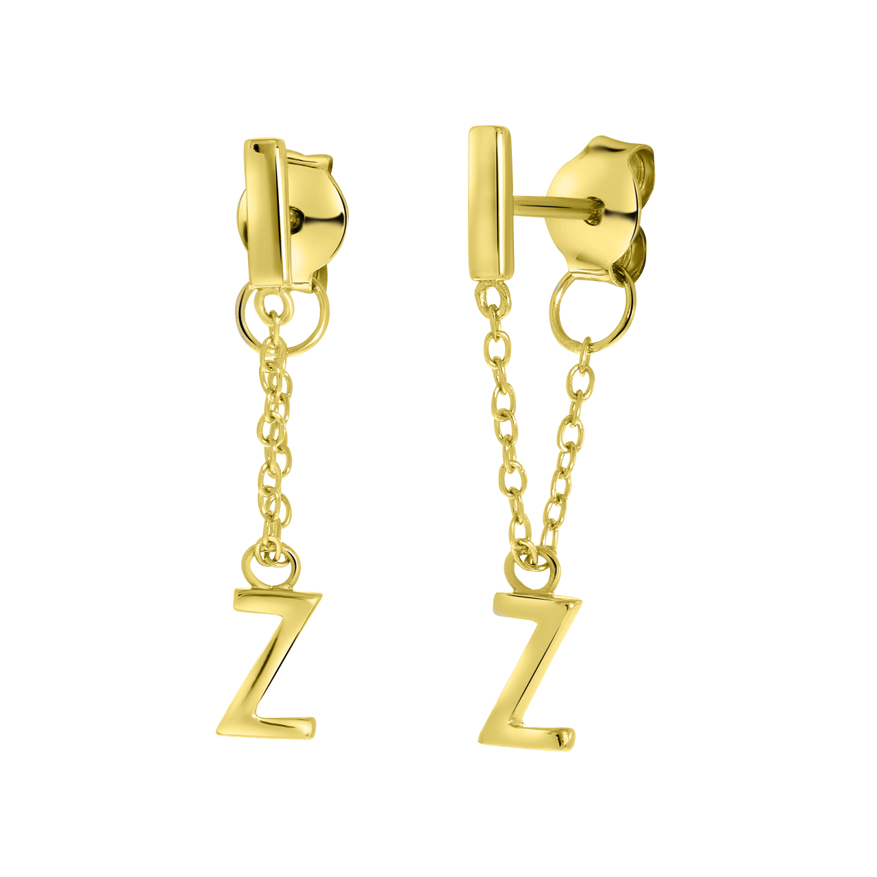 Zilveren oorbellen gold bar met alfabet