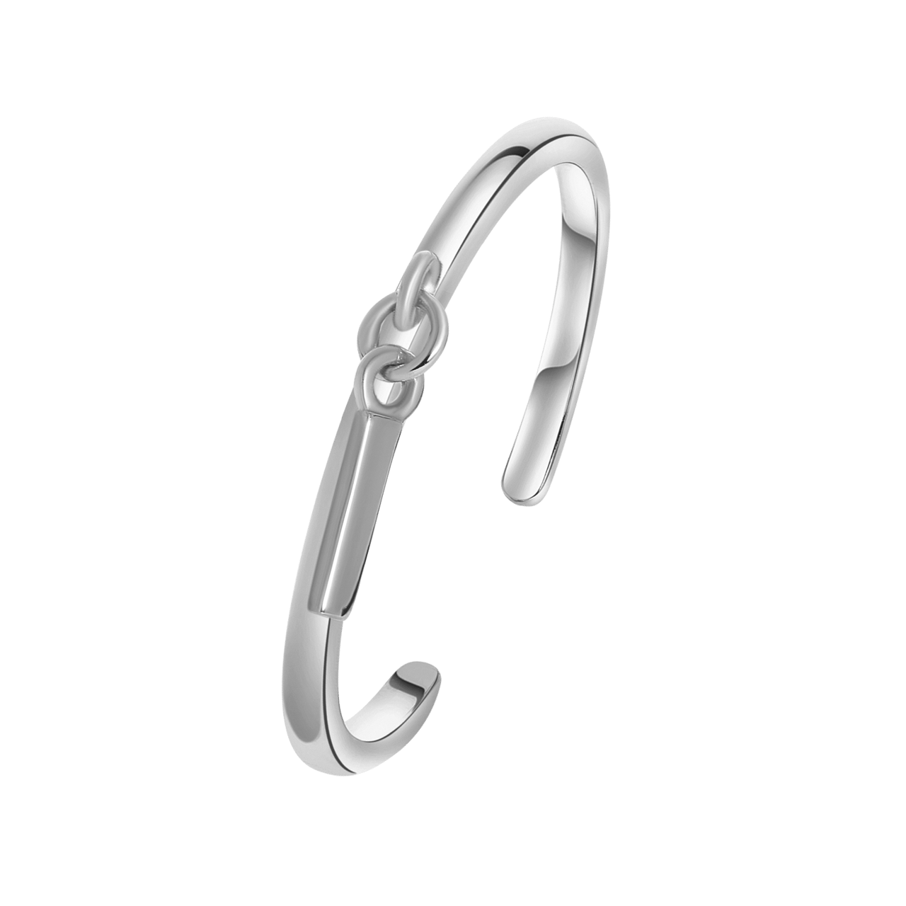 Zilveren ring met bedel alfabet