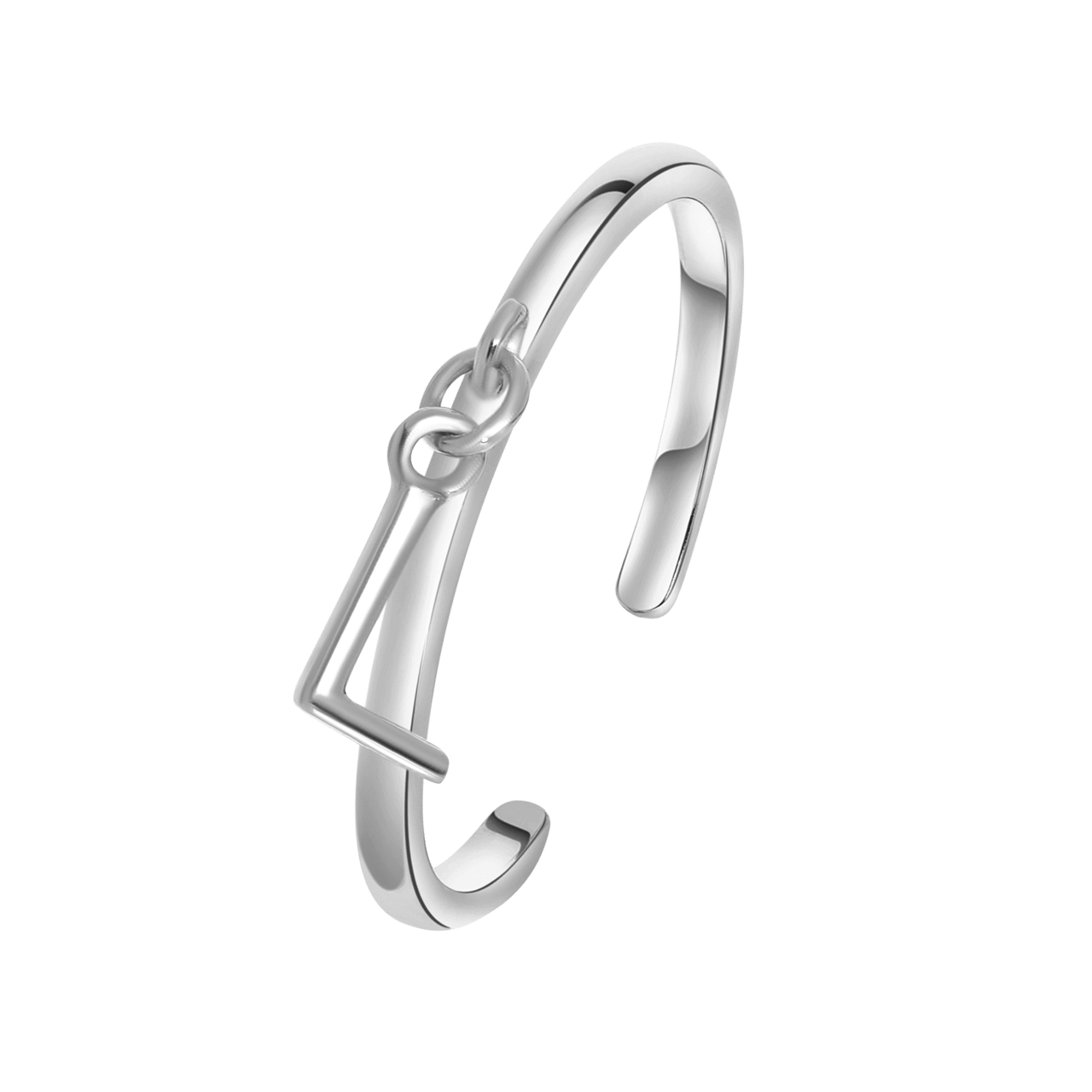Zilveren ring met bedel alfabet