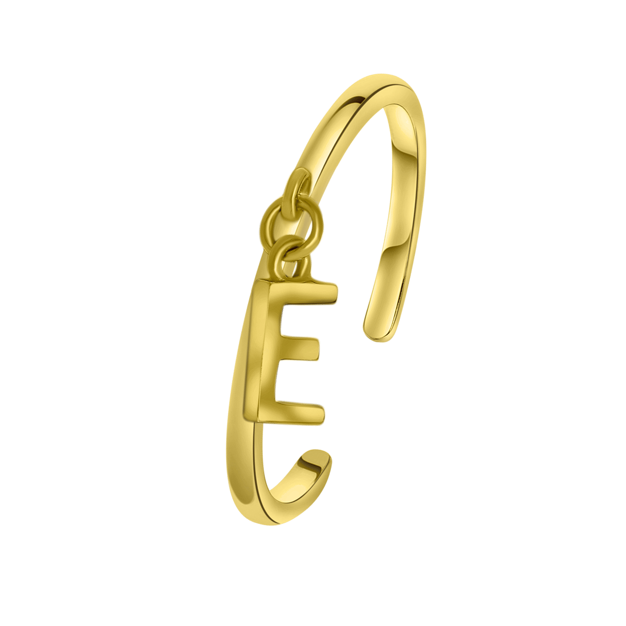 Zilveren ring gold met bedel alfabet