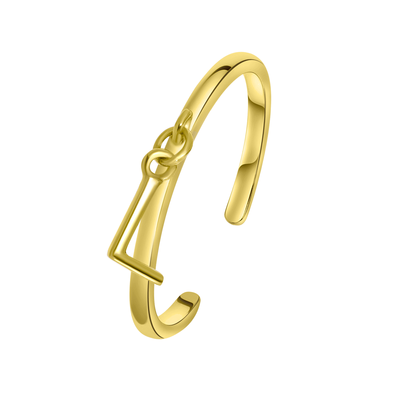 Zilveren ring gold met bedel alfabet