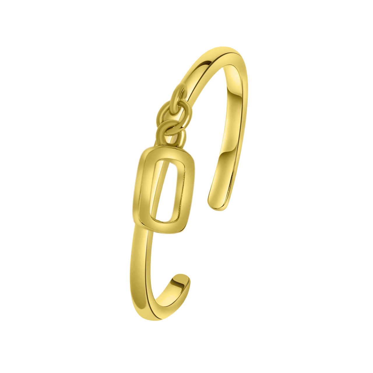 Zilveren ring goldplated met bedel alfabet