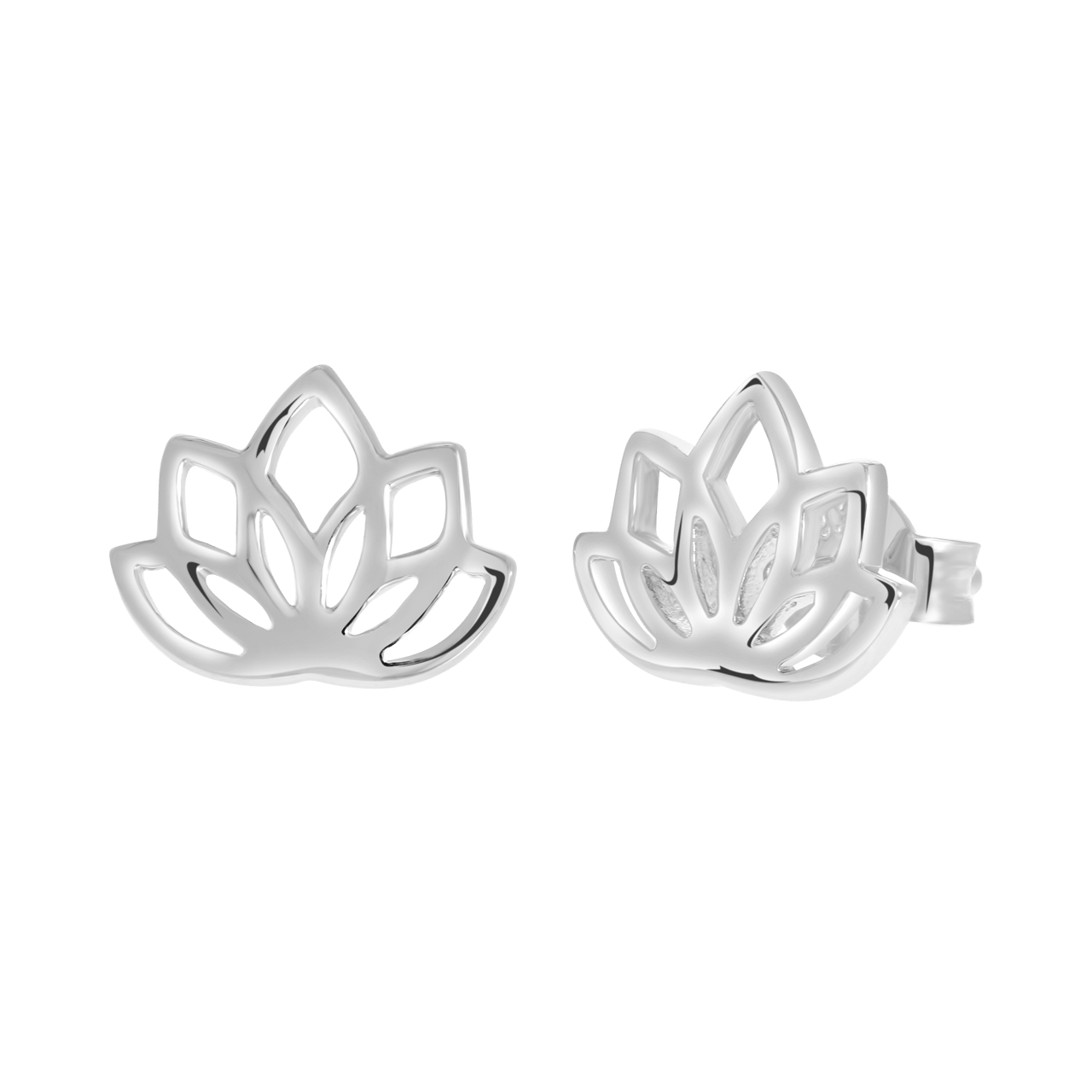 Zilveren oorbellen lotus