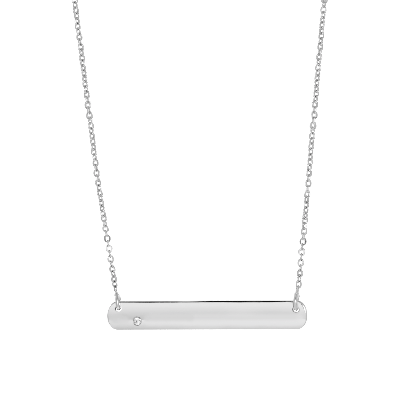Zilveren ketting&hanger bar met zirkonia