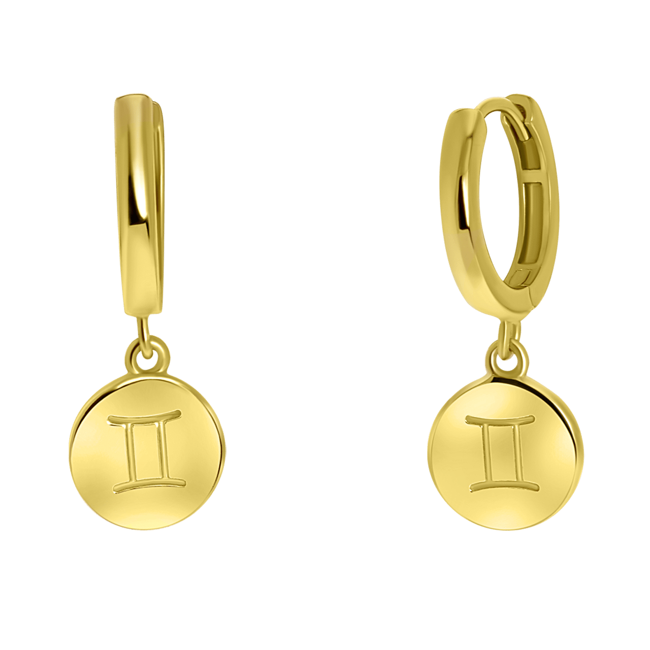 Zilveren oorbellen gold disc sterrenbeeld
