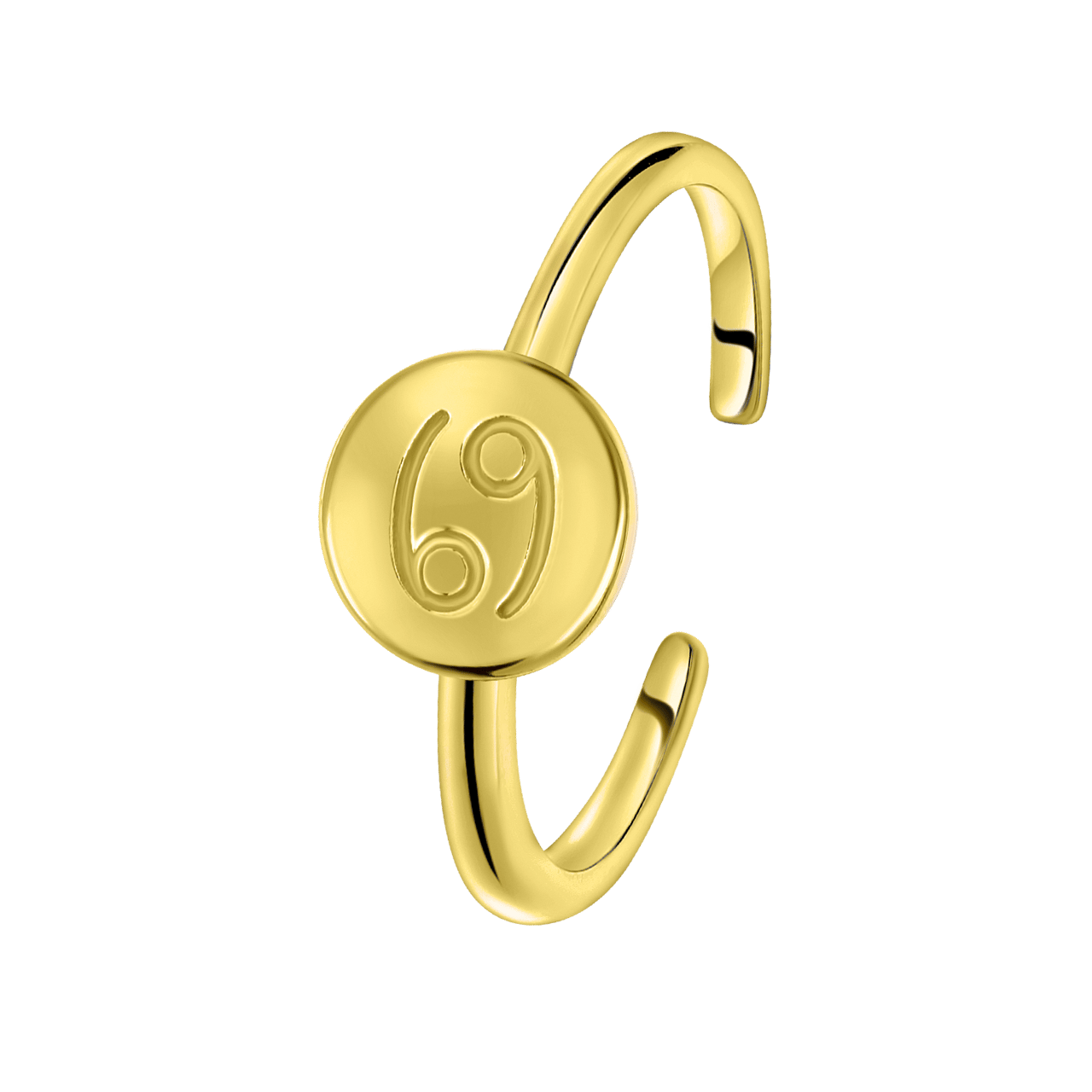 Zilveren ring disc gold sterrenbeeld