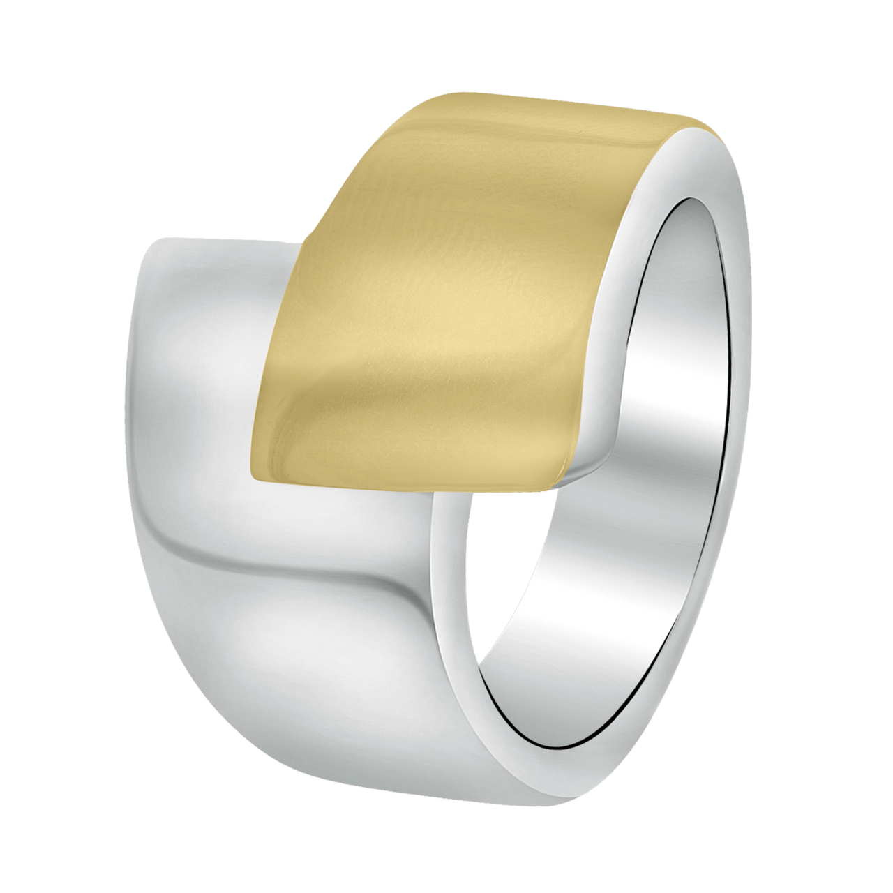 Gerecycleerd stalen ring staal/goldplated