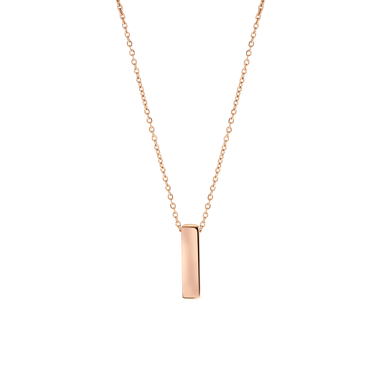 Stainless steel roséplated ketting met hanger bar voor dames