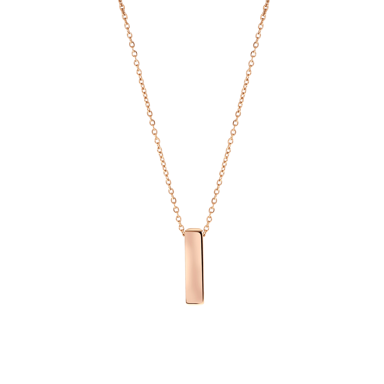 Stalen roséplated ketting met hanger bar voor dames