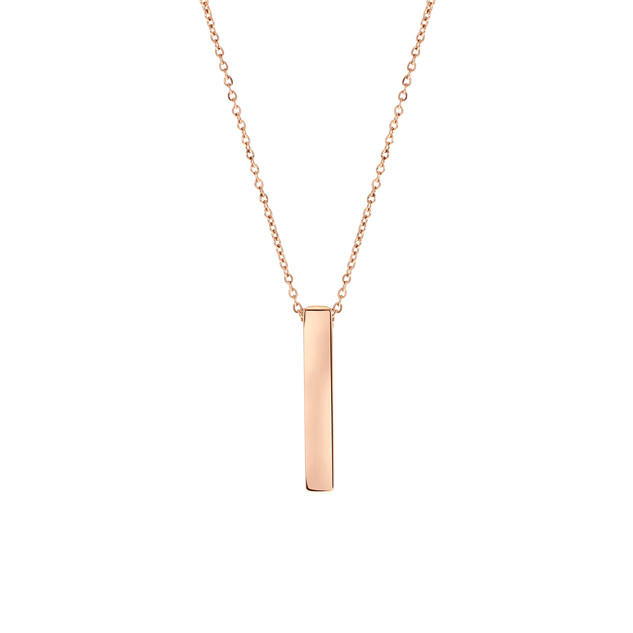 Stalen roséplated ketting met hanger bar voor dames