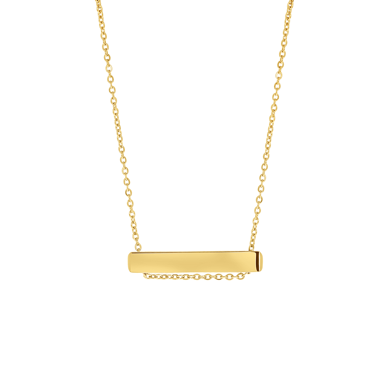 Gerecycleerd stainless steel ketting&hanger goldplated bar vierkant 30mm