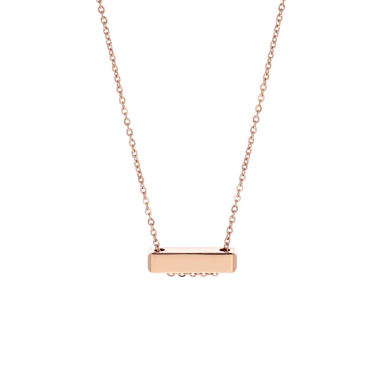 Gerecycleerd stainless steel ketting&hanger roseplated bar vierkant 20mm