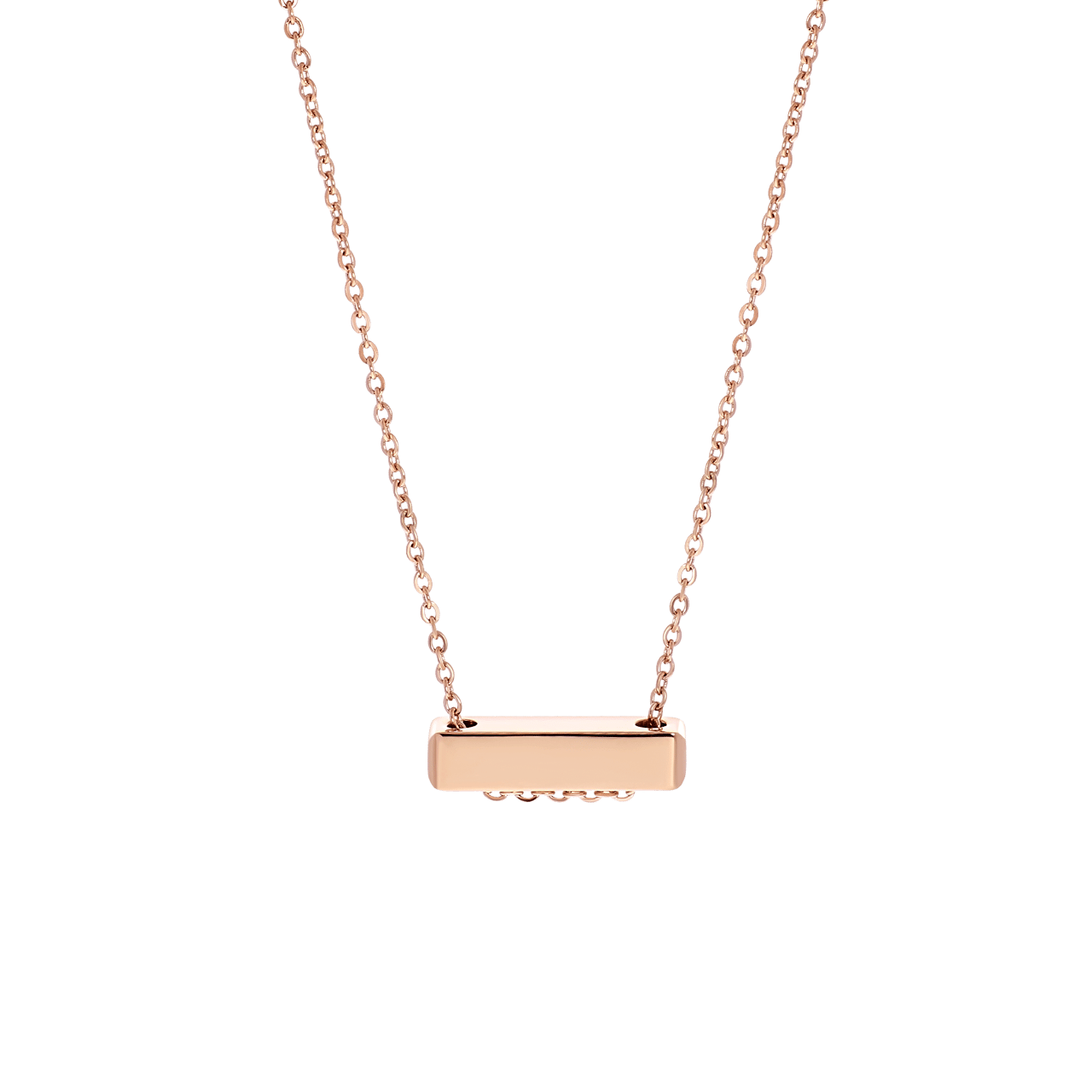 Stalen roséplated ketting met hanger vierkant 20mm voor dames