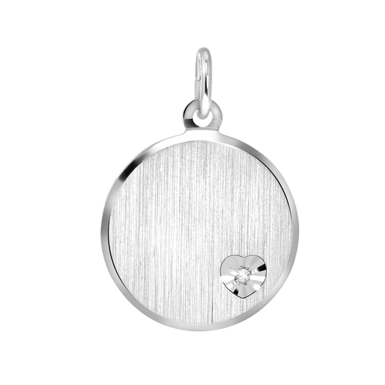Zilveren hanger rond L met zirkonia