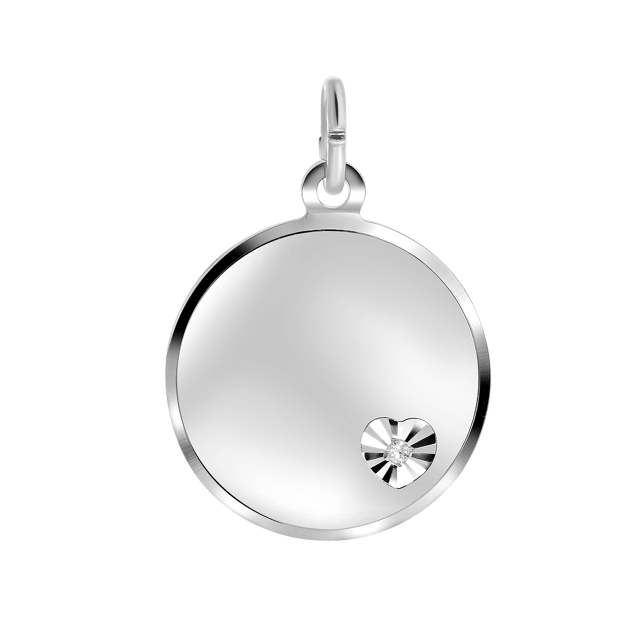 Zilveren hanger rond L met zirkonia