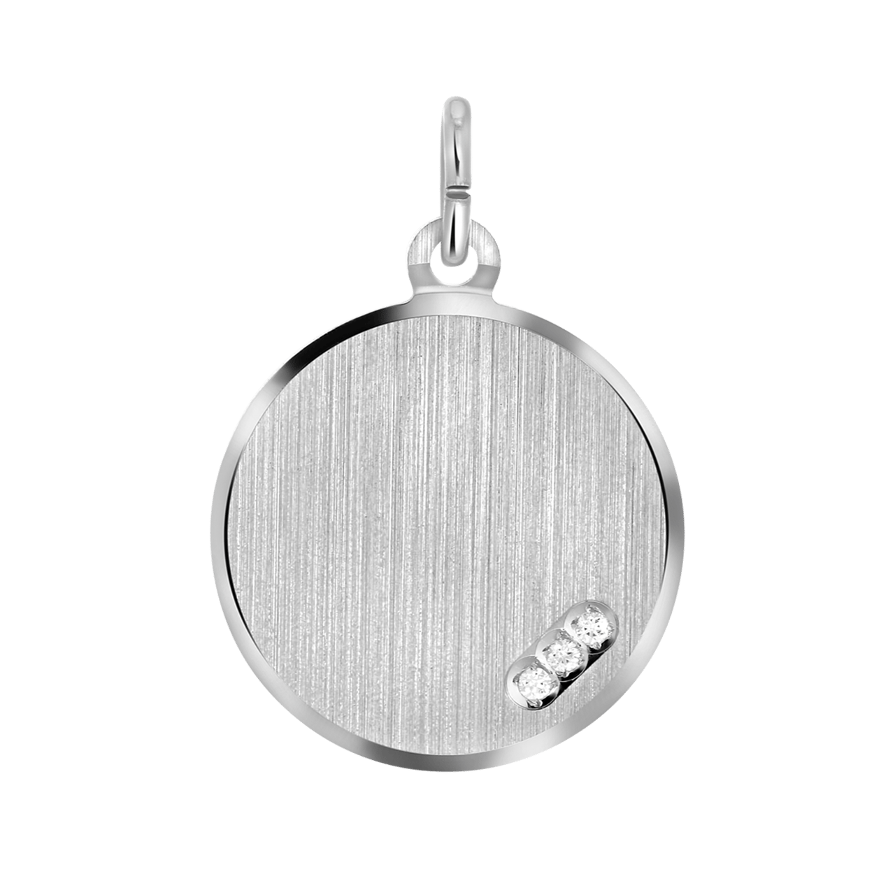Zilveren hanger rond L met zirkonia