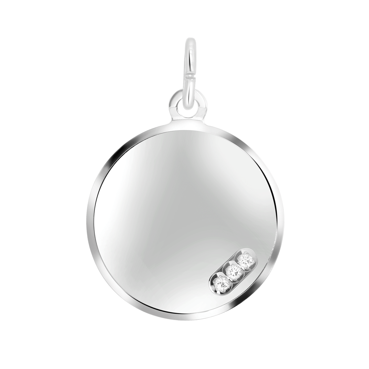 Zilveren hanger rond L met zirkonia